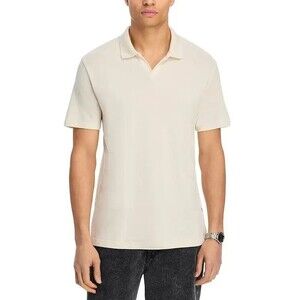 NN07 Polo Shirt Mens Medium Cream Pullover V-Neck Short Sleeve Knit ALMER $125